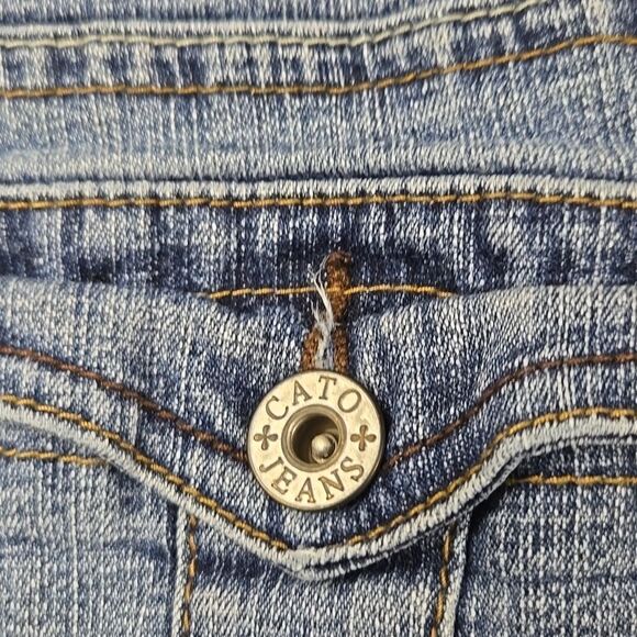 CATO 18W Women's Dark Blue Jean Shorts Cuffed Bermuda Stretch Utility Plus Size - Picture 3 of 8